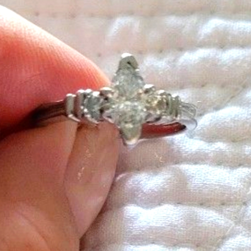 Marquis cut platinum engagement ring.